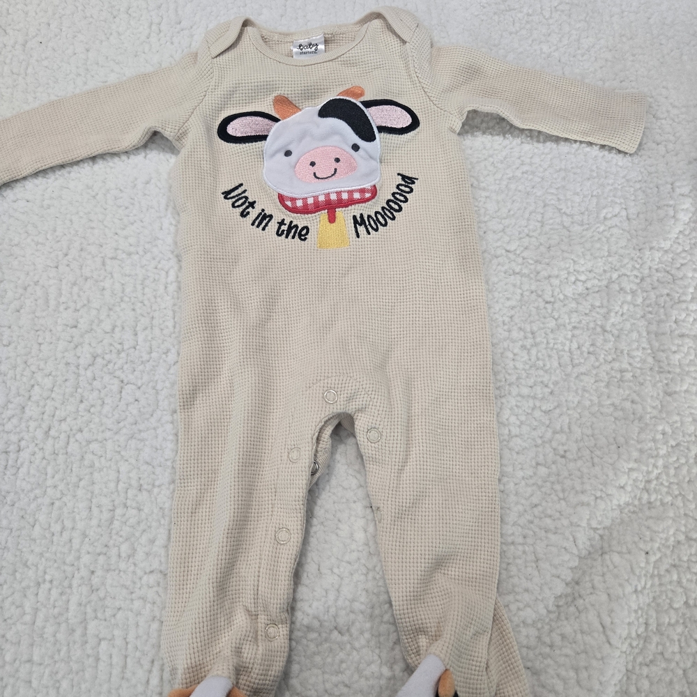 Baby Starters Beige Cow Print Footie